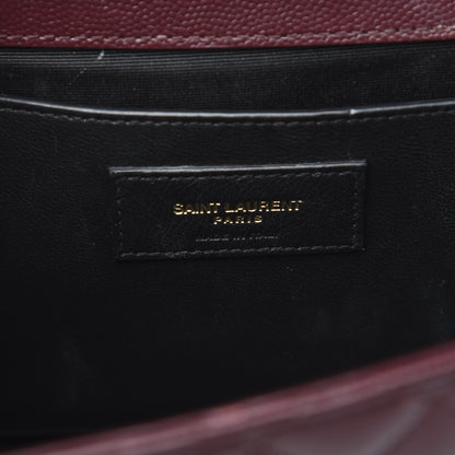 Saint Laurent Grain De Poudre Textured Mixed Matelasse Medium Triquilt Monogram Satchel Rouge Legion 6 of 12