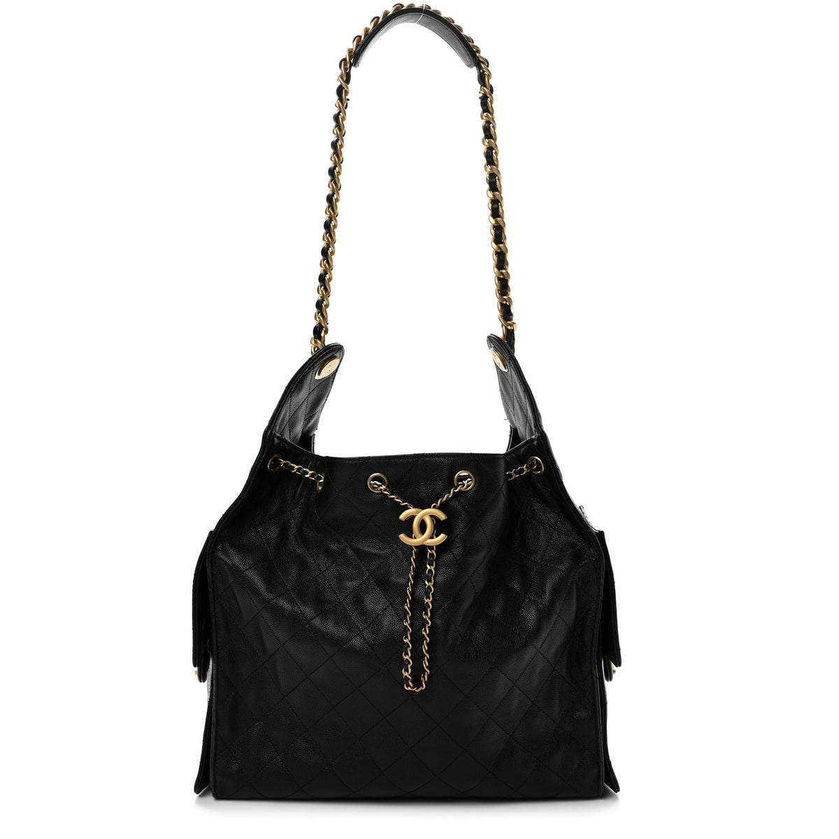 Caviar Quilted Medium Chanel 25 Handbag Black