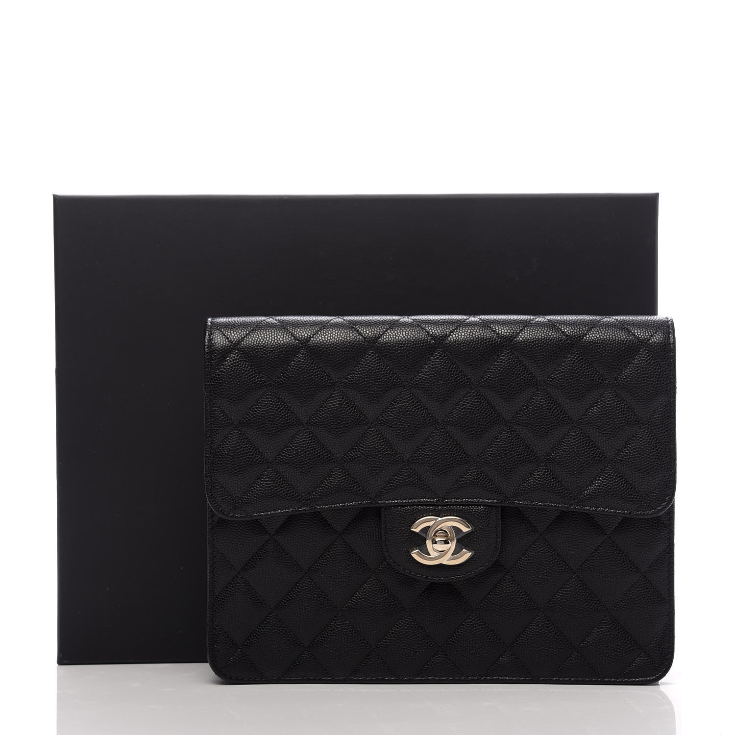 Chanel Caviar Quilted Square Flap Clutch Black 10 of 10