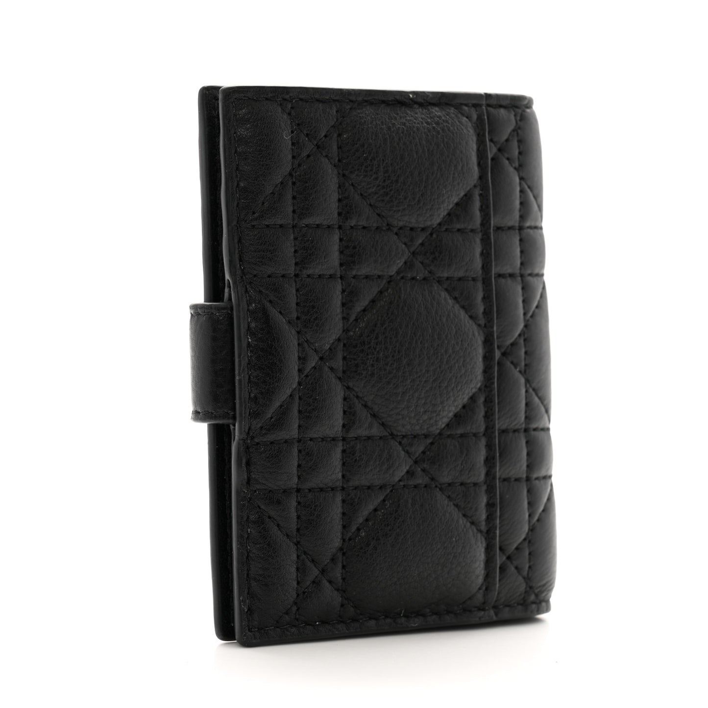 Supple Calfskin Cannage Caro Dandelion Card Holder Black