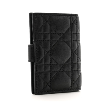 Christian Dior Supple Calfskin Cannage Caro Dandelion Card Holder Black 3 of 9
