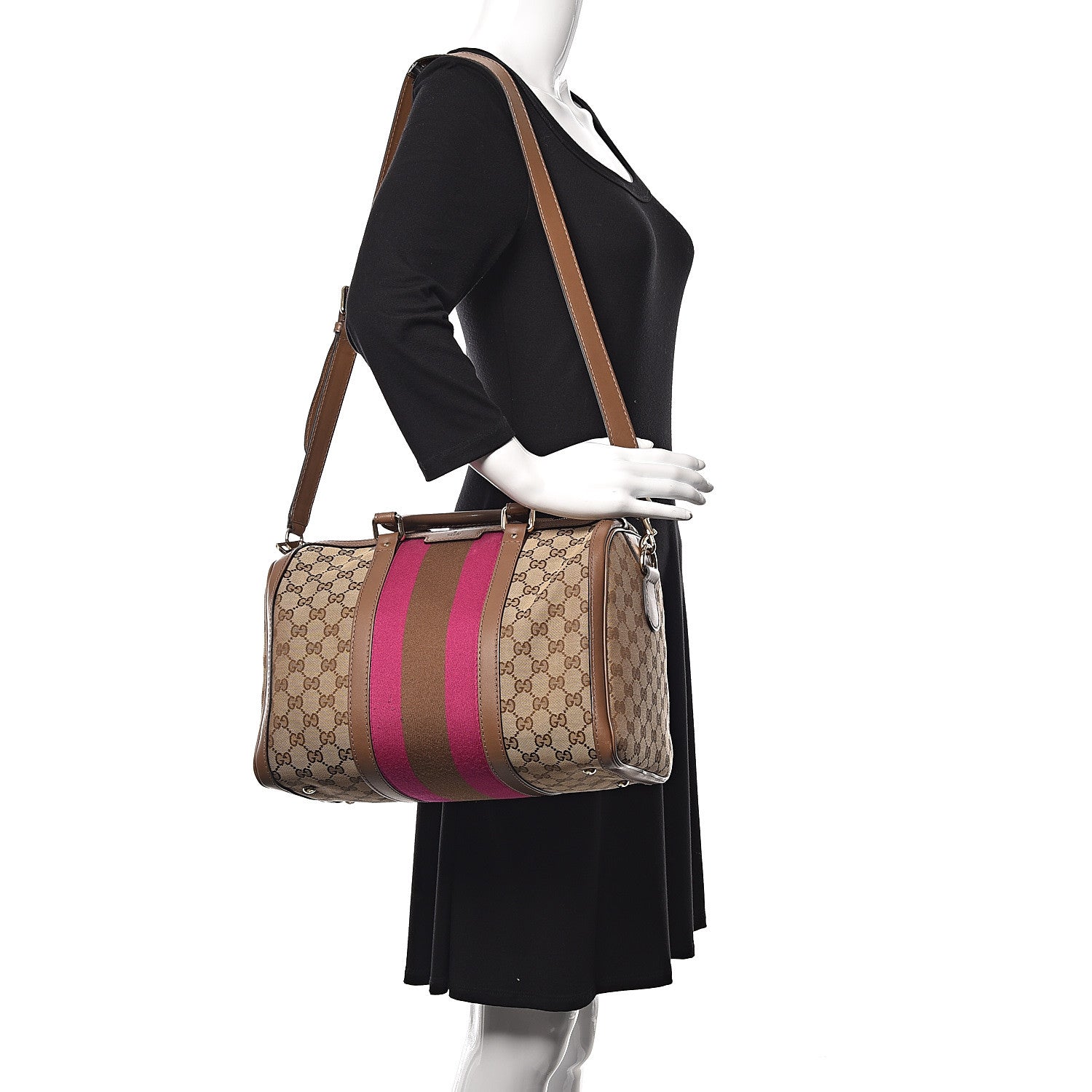 Gucci Monogram Vintage Web Medium Boston Maple Brown 2 of 18