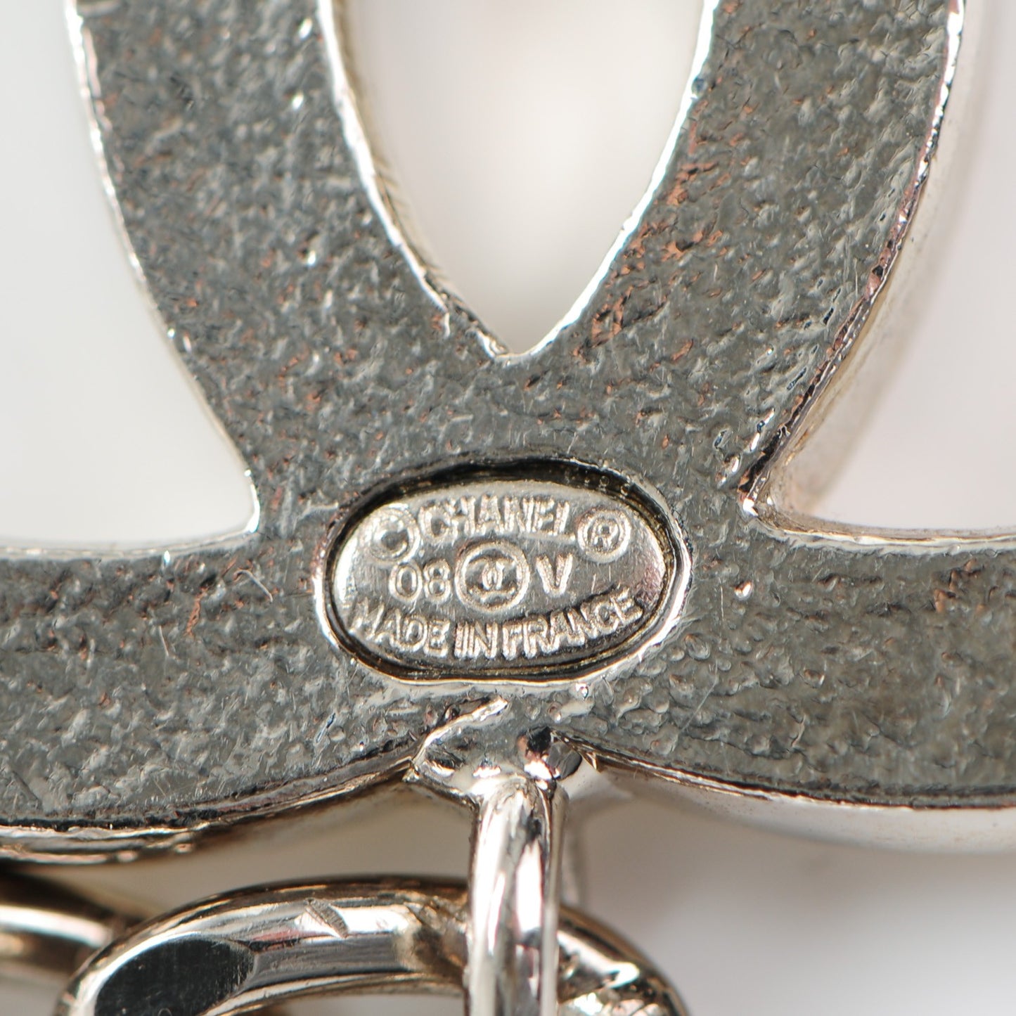 Enamel CC Chain Belt White Silver