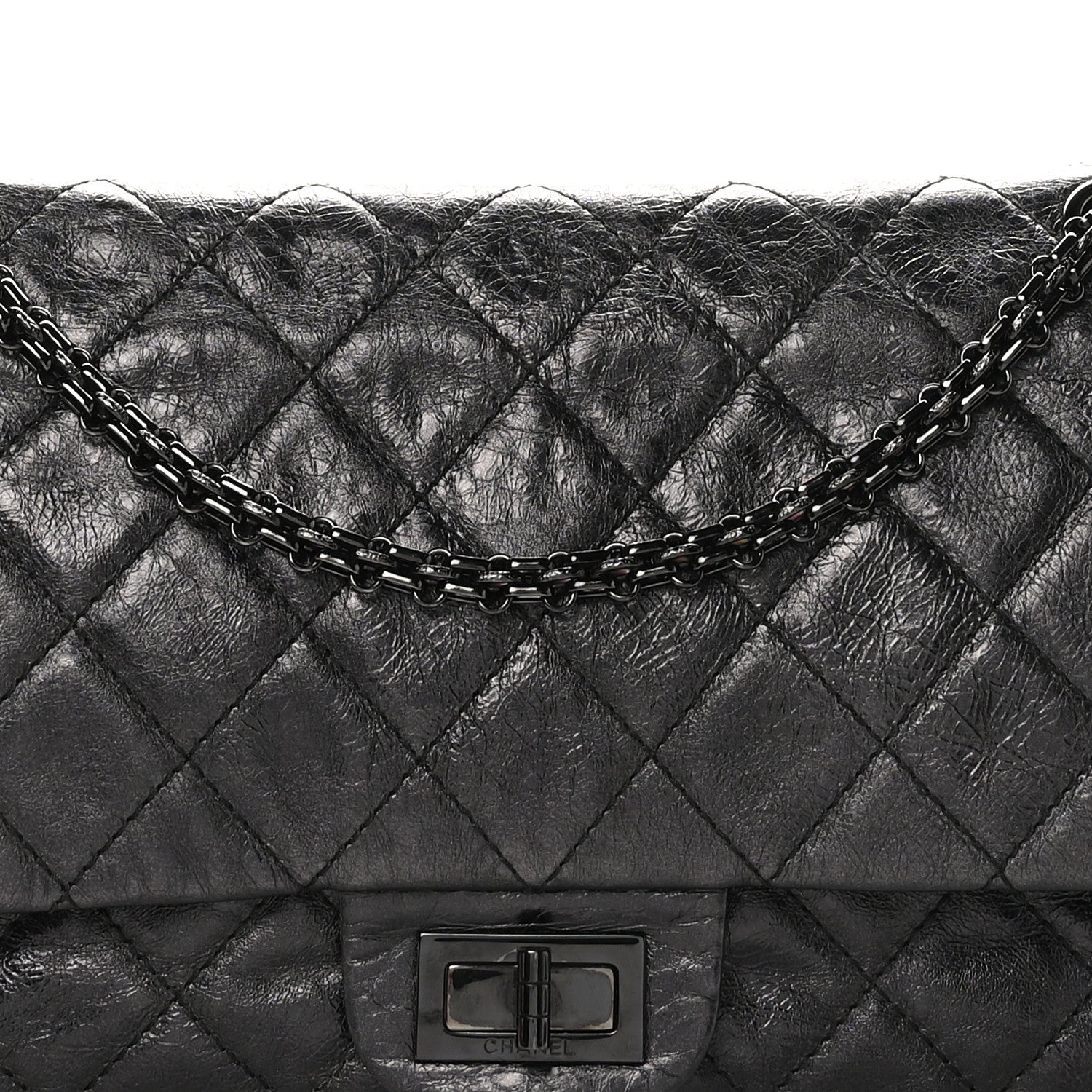 Chanel Metallic Aged Calfskin Quilted 2.55 Reissue 227 Flap So Black 8 of 10