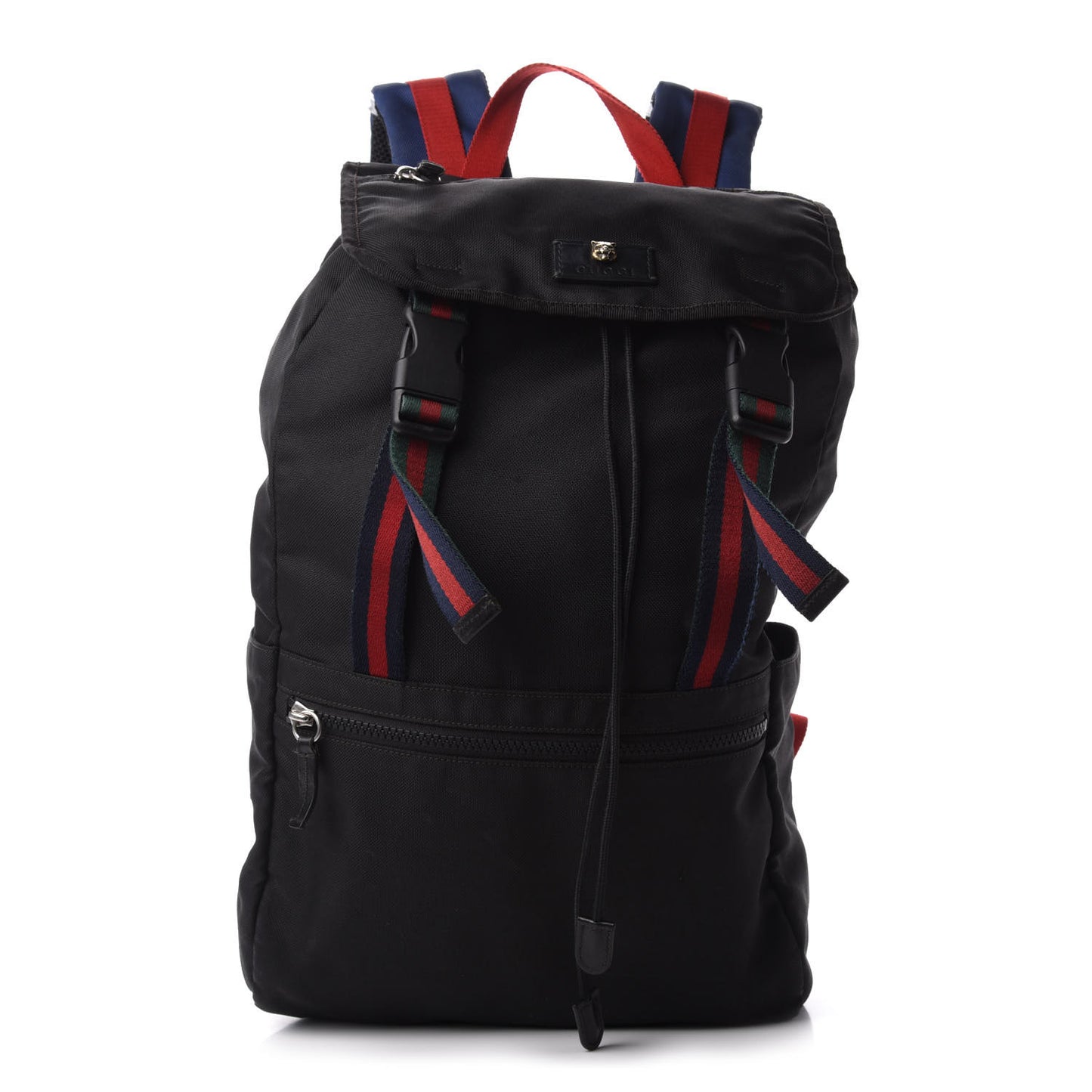 Techno Canvas Web Double Buckle Backpack Black