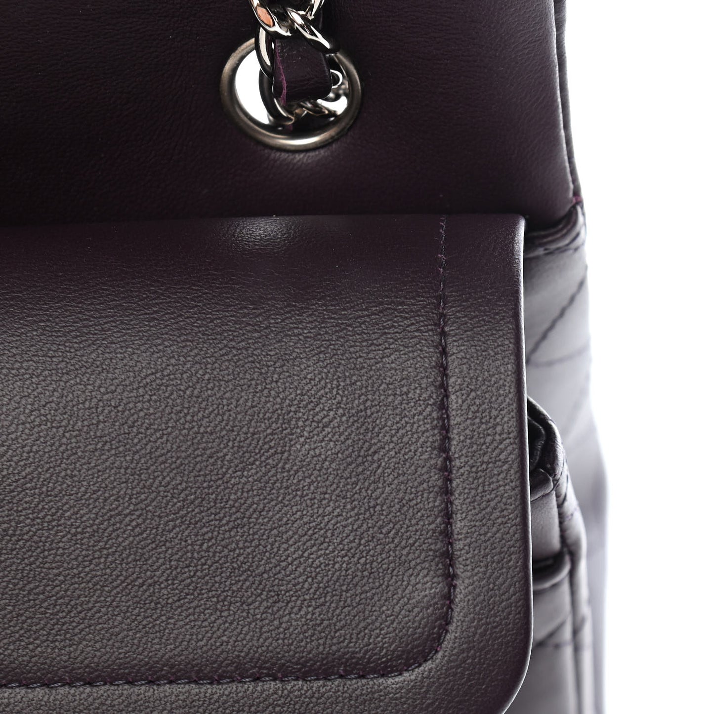 Lambskin Quilted Small Double Flap Purple