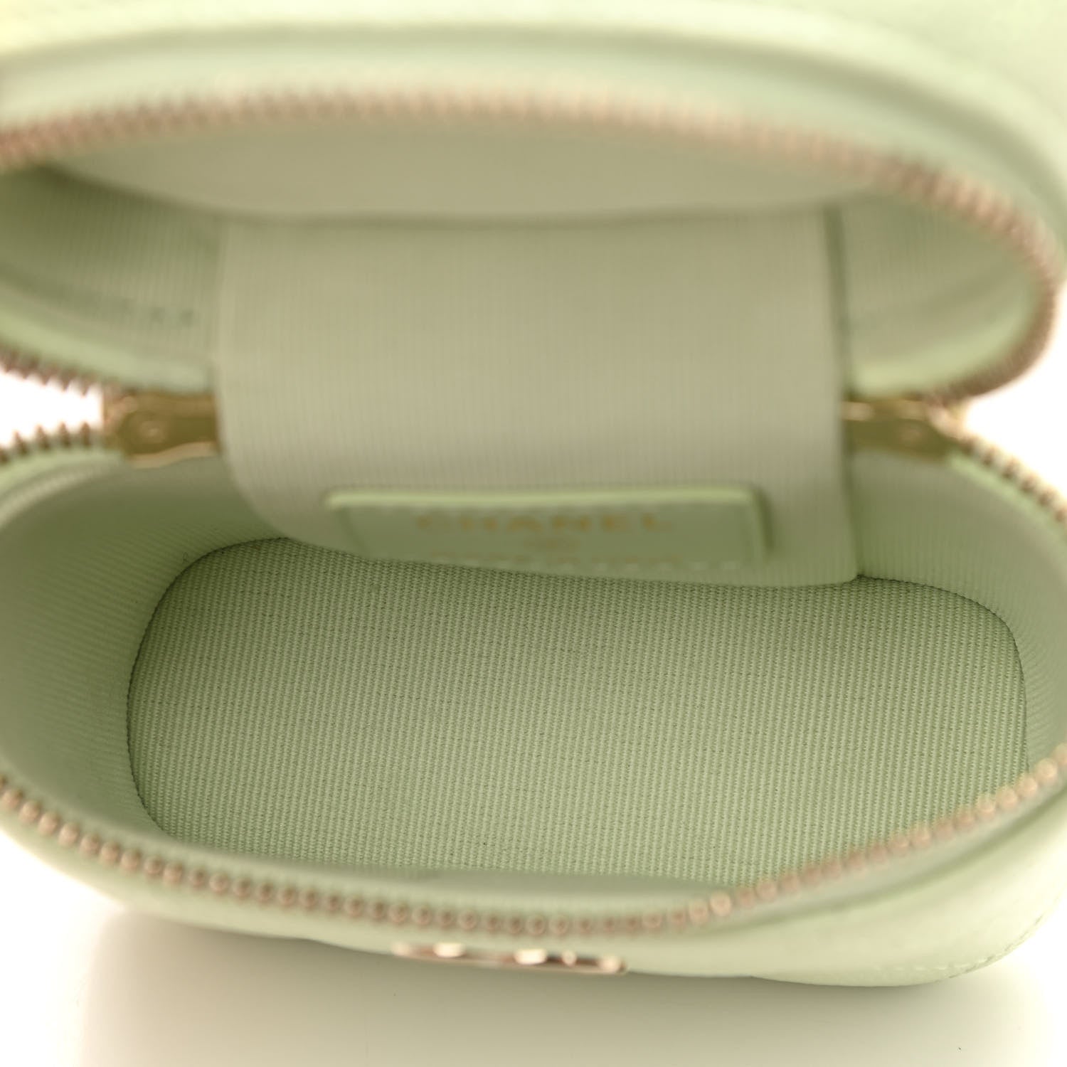 Chanel Caviar Quilted Small Handle With Care Vanity Case With Chain Light Green 5 of 11