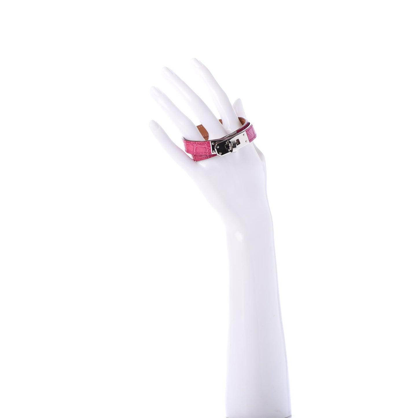 Shiny Alligator Kelly Double Tour Bracelet S Rose Scheherazade