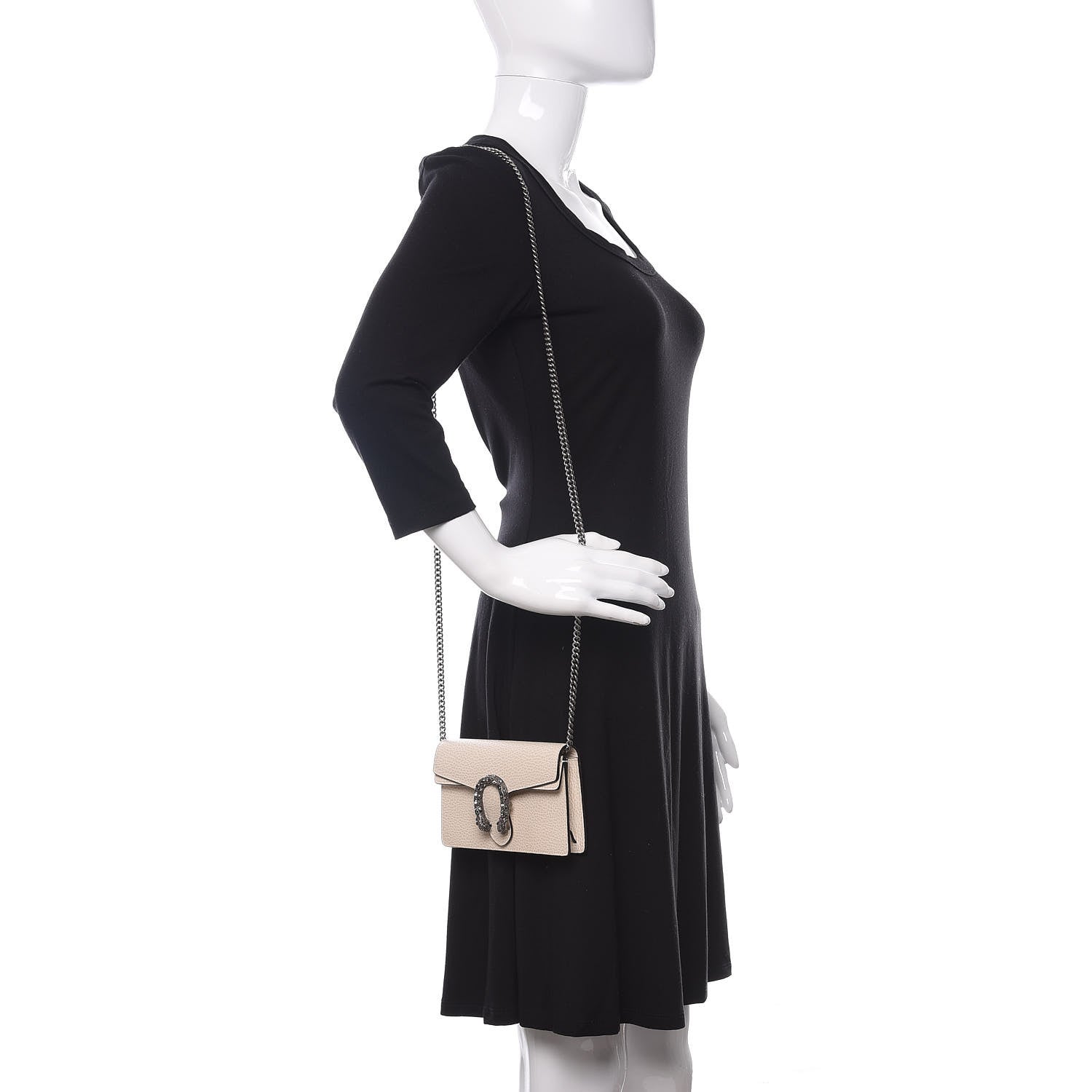 Gucci Dollar Calfskin Crystal Super Mini Dionysus Shoulder Bag Mystic White Black Diamond 2 of 14