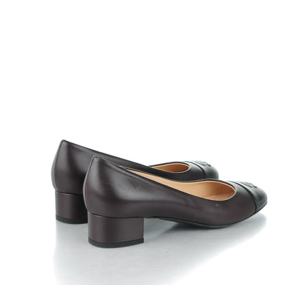 Chanel Lambskin CC Cap Toe Low Heel Pumps 38.5 Dark Brown Black 4 of 7