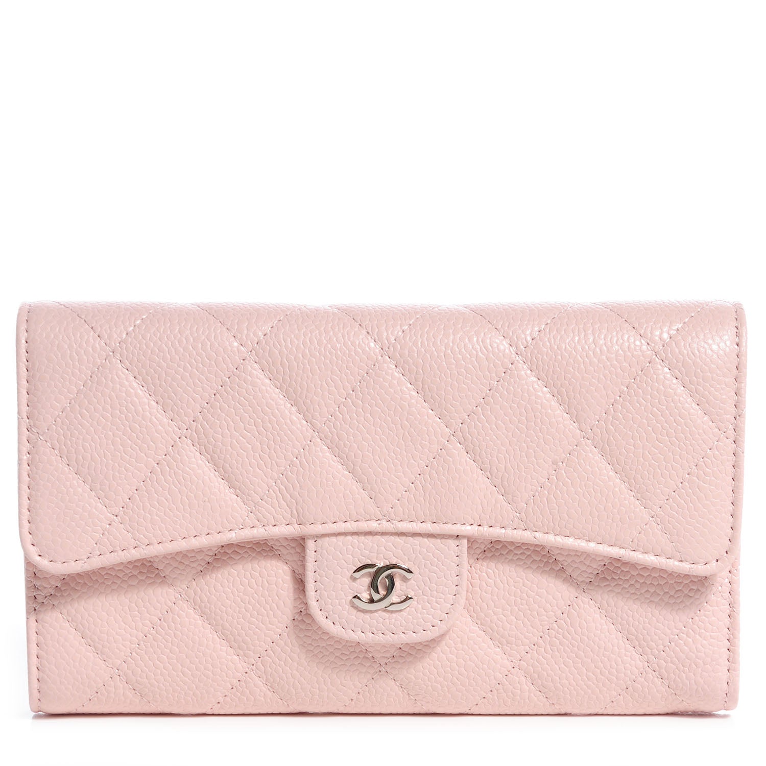 Chanel Caviar Quilted Long Flap Wallet Light Pink 1 of 8
