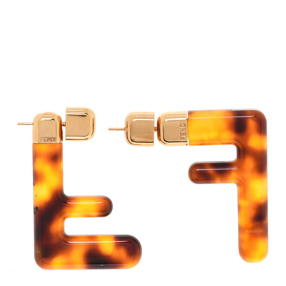 Fendi Plexiglass F Earrings Brown 1 of 6