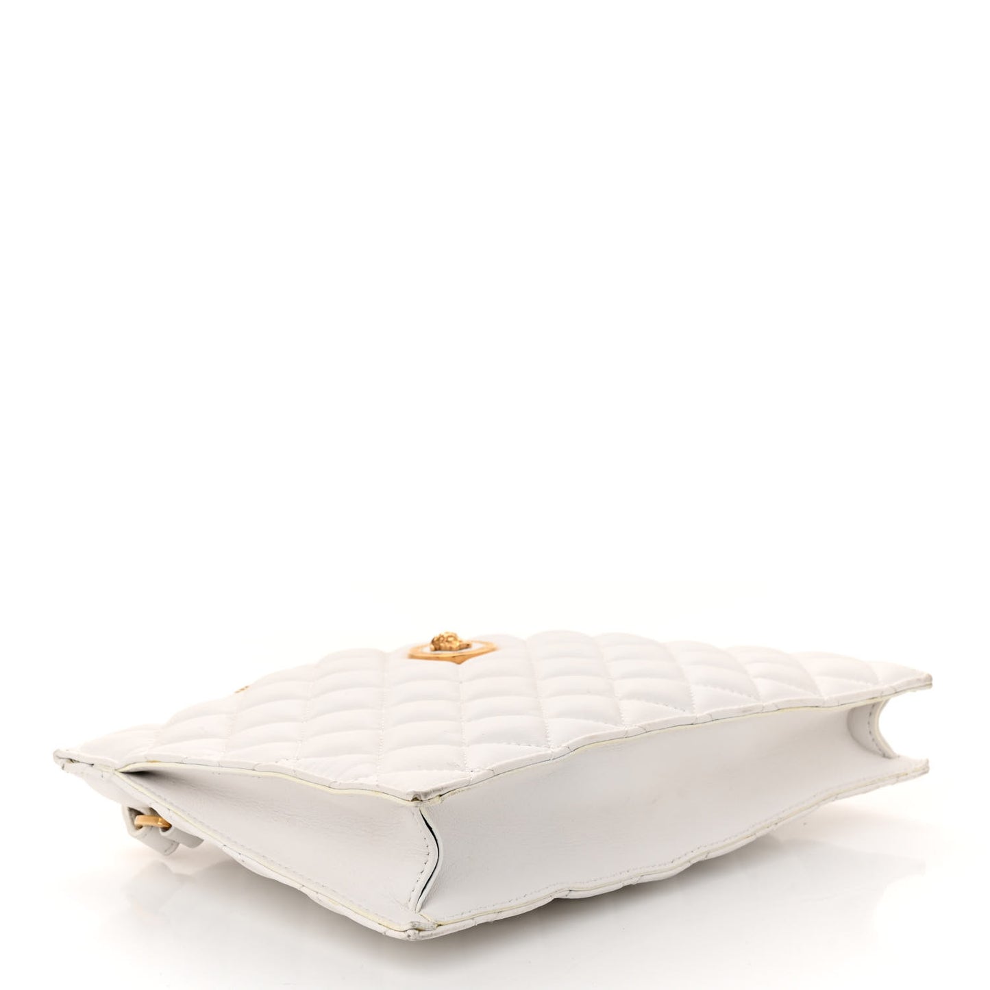 Calfskin Quilted Small Tribute Icon Pouch White