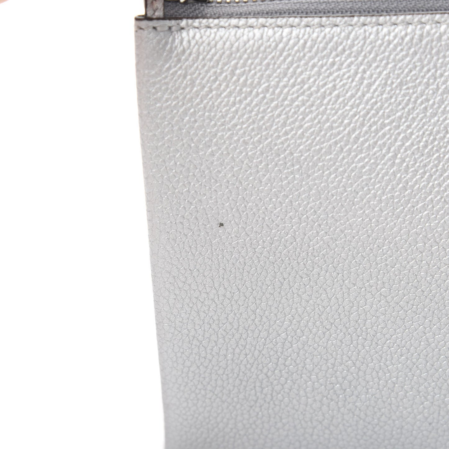 Grained Calfskin Milla Double Crossbody Bag Spike Silver