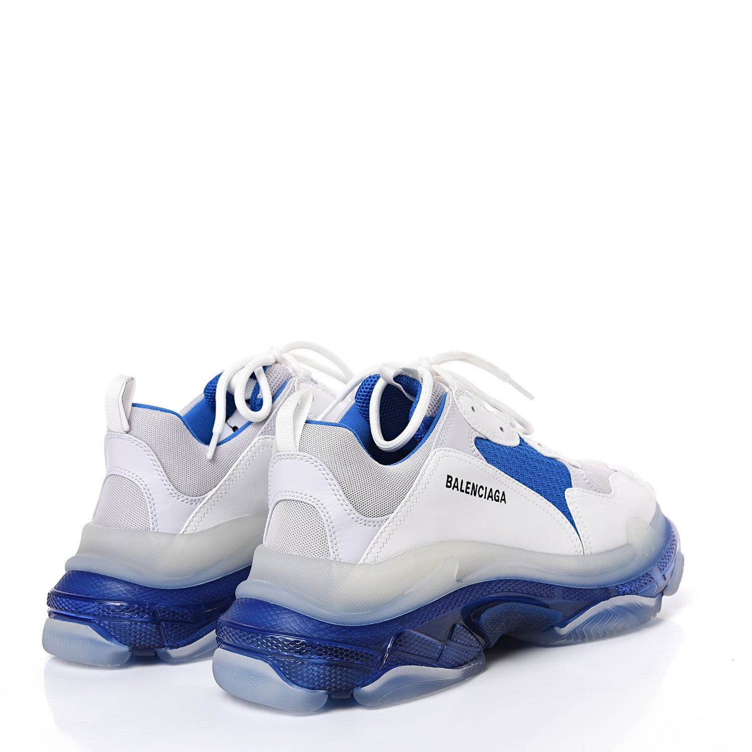 Balenciaga Fabric Mesh Clear Sole Mens Triple S Sneakers 45 White Blue Grey 4 of 8