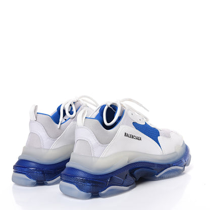 Balenciaga Fabric Mesh Clear Sole Mens Triple S Sneakers 45 White Blue Grey 4 of 8