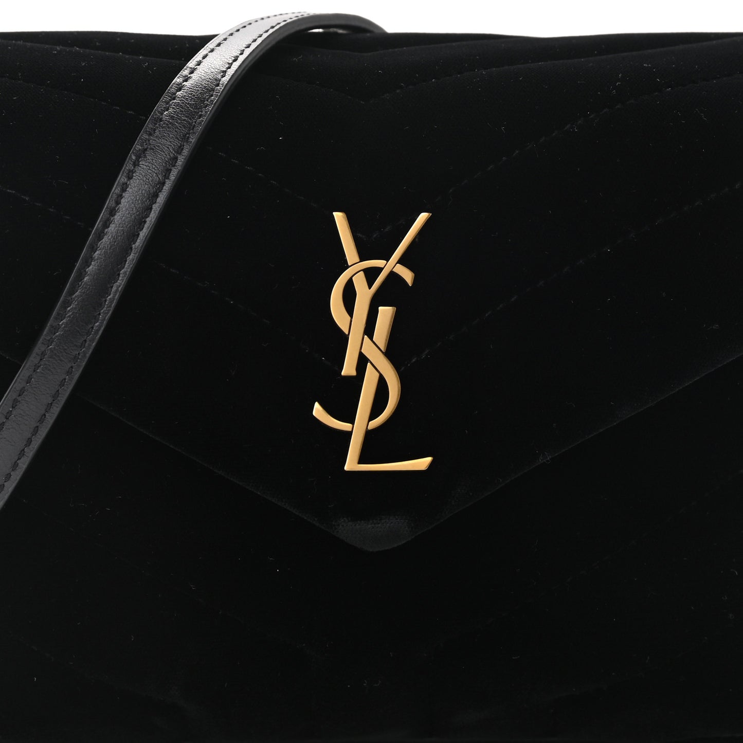 Velvet Y Quilted Monogram Toy Loulou Chain Satchel French Black