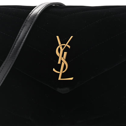 Saint Laurent Velvet Y Quilted Monogram Toy Loulou Chain Satchel French Black 8 of 11