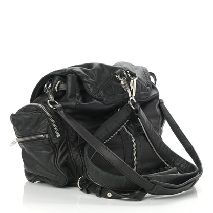 Alexander Wang Lambskin Marti Backpack Bag Washed Black Rhodium Hardware 3 of 11