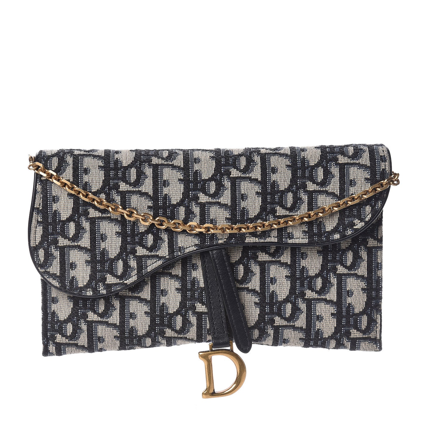 Oblique Saddle Chain Wallet Blue