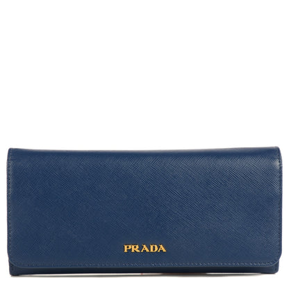 Prada Saffiano Bi-Color Trend Continental Wallet Bleuette Turchese 1 of 9
