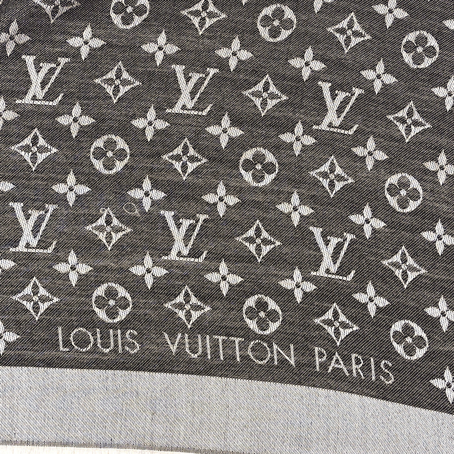 Silk Wool Monogram Denim Shawl Black
