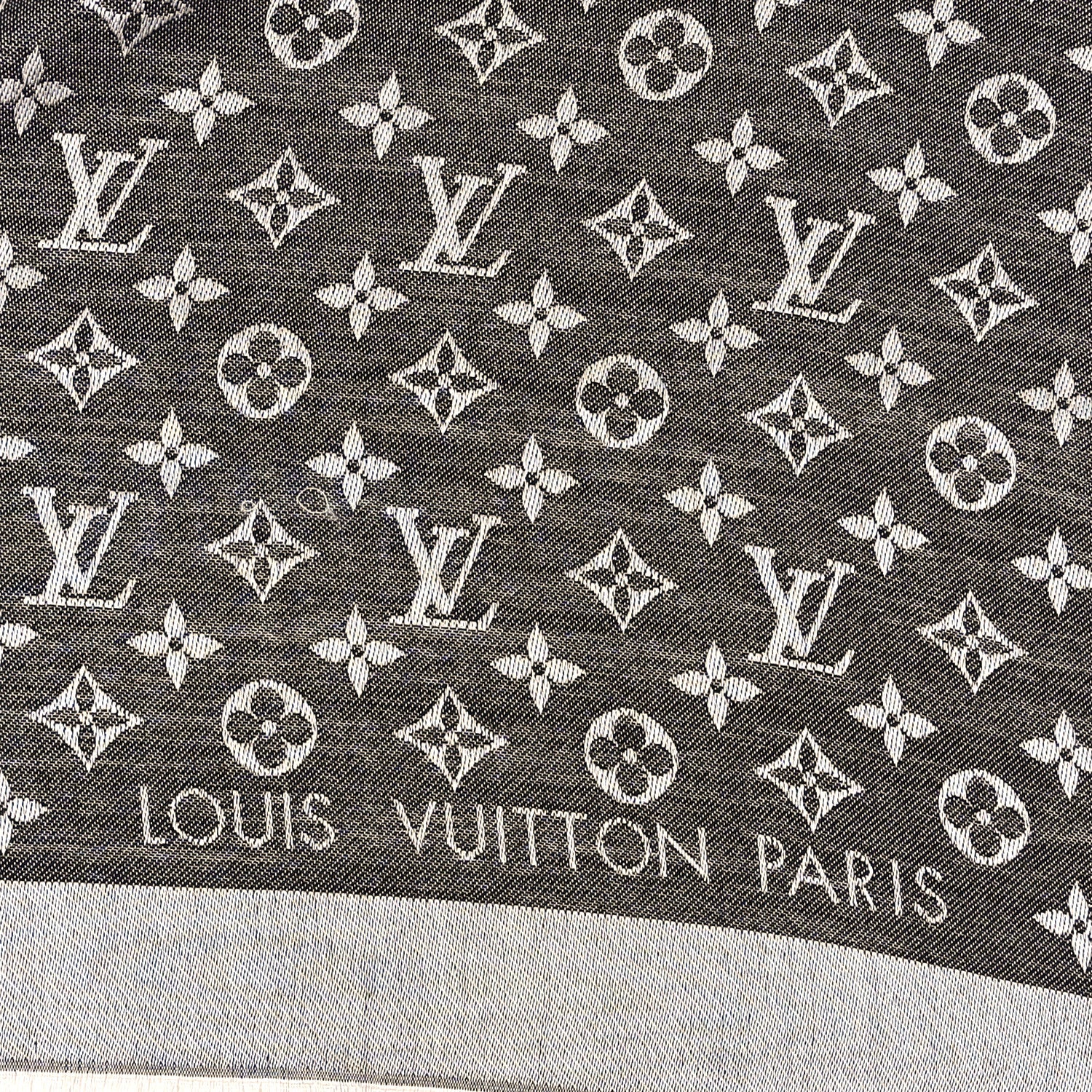 Louis Vuitton Silk Wool Monogram Denim Shawl Black 2 of 3