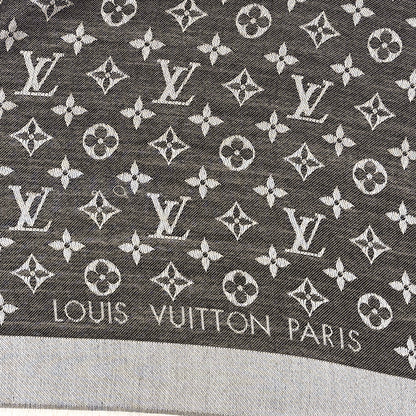 Louis Vuitton Silk Wool Monogram Denim Shawl Black 2 of 3
