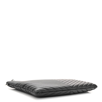 Saint Laurent Calfskin Matelasse Chevron Monogram Document Holder Black 4 of 10