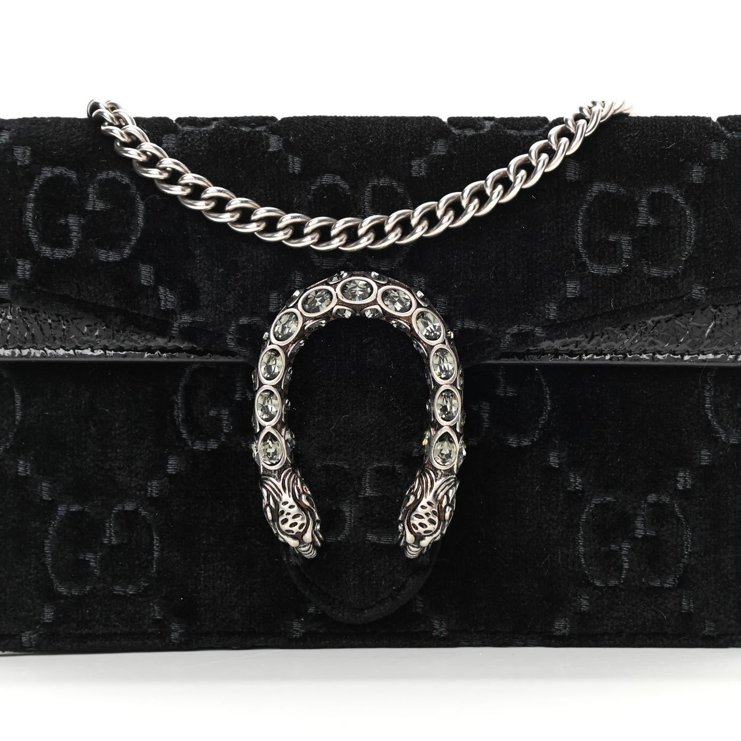 Velvet GG Monogram Super Mini Dionysus Shoulder Bag Black