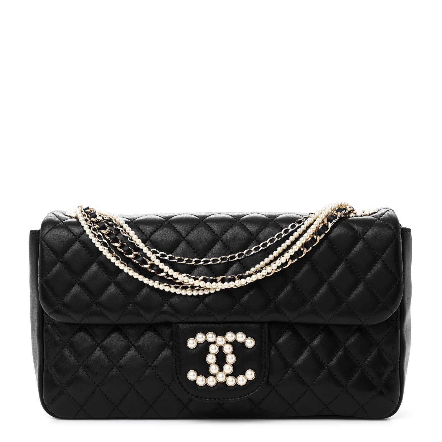 Chanel Lambskin Quilted Medium Westminster Pearl Flap Black 1 of 10