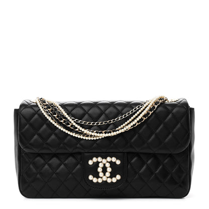 Chanel Lambskin Quilted Medium Westminster Pearl Flap Black 1 of 10
