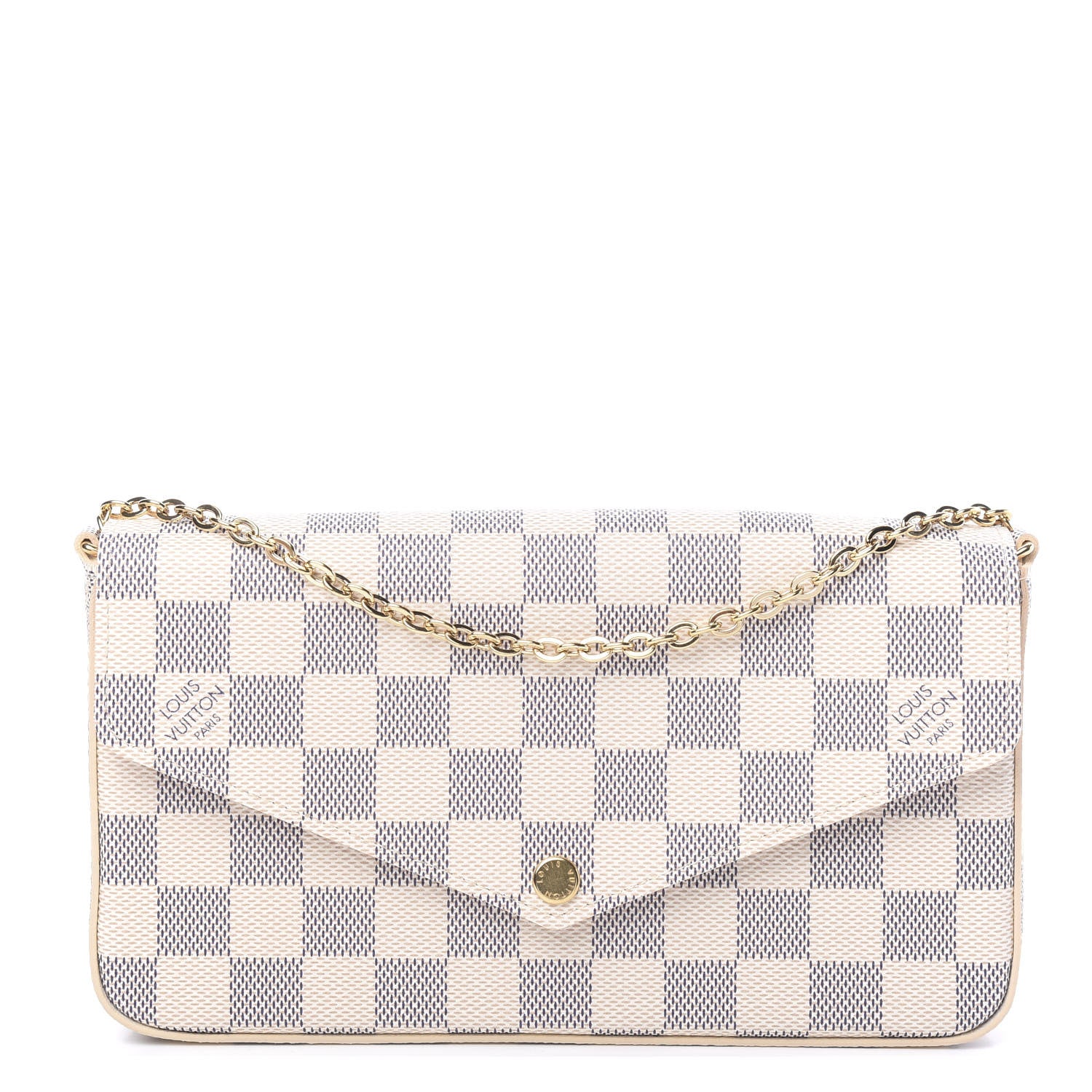 Louis Vuitton Damier Azur Pochette Felicie Chain Wallet Rose Ballerine 1 of 9