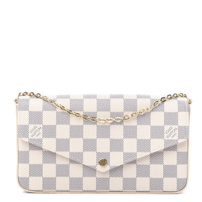 Louis Vuitton Damier Azur Pochette Felicie Chain Wallet Rose Ballerine 1 of 9
