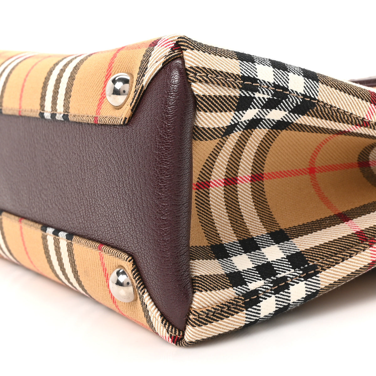 Burberry Goatskin Vintage Check Small Banner Tote Deep Claret 11 of 12