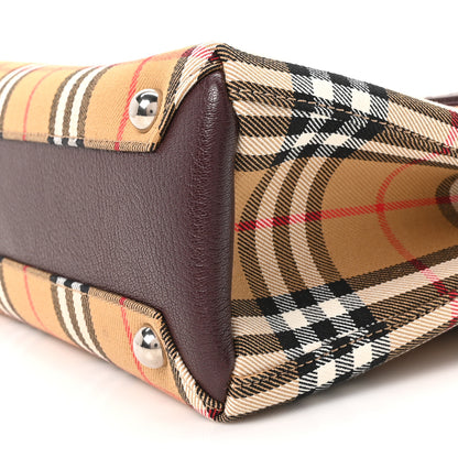 Burberry Goatskin Vintage Check Small Banner Tote Deep Claret 11 of 12