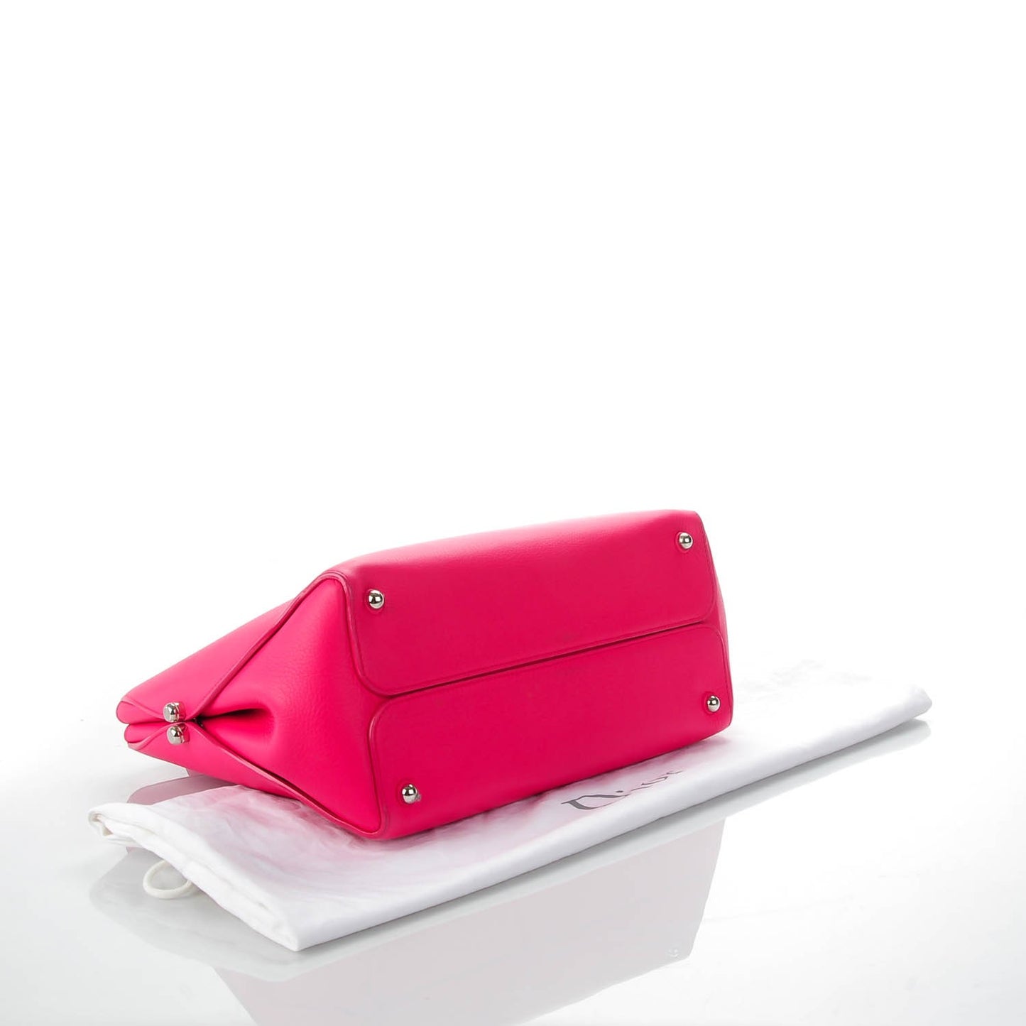 Grained Calfskin Medium Bi-Color Bar Tote Coquelicot