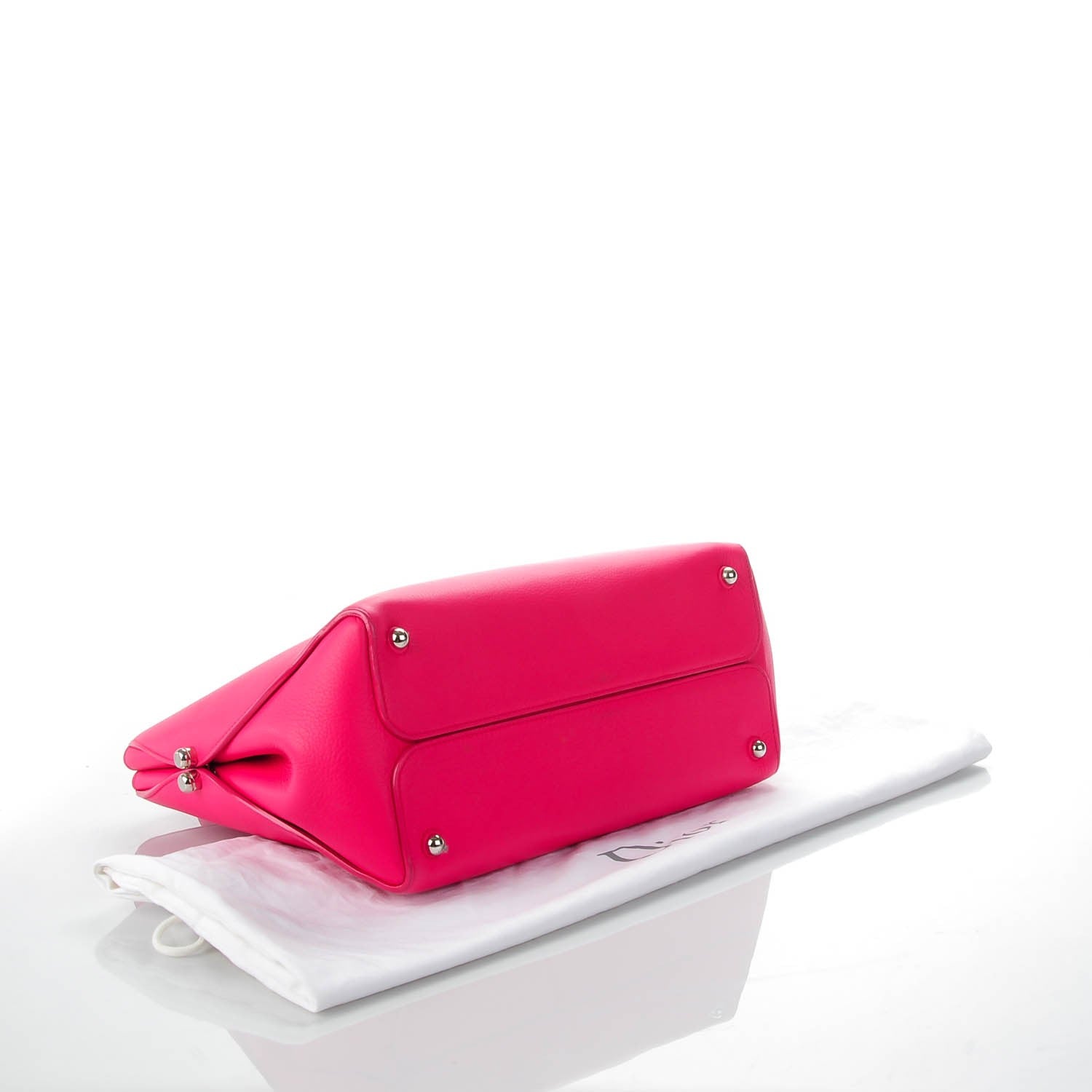 Christian Dior Grained Calfskin Medium Bi-Color Bar Tote Coquelicot 4 of 7