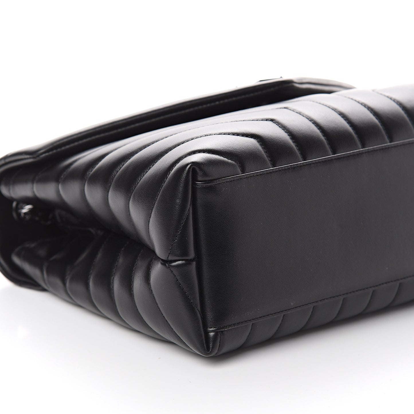 Calfskin Y Quilted Monogram Medium Loulou Chain Satchel Black