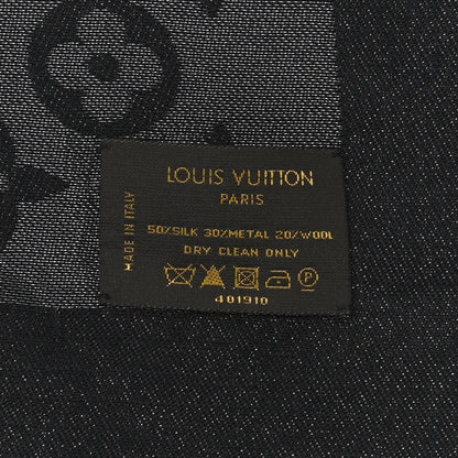 Louis Vuitton Silk Wool Monogram Shine Shawl Black 3 of 3