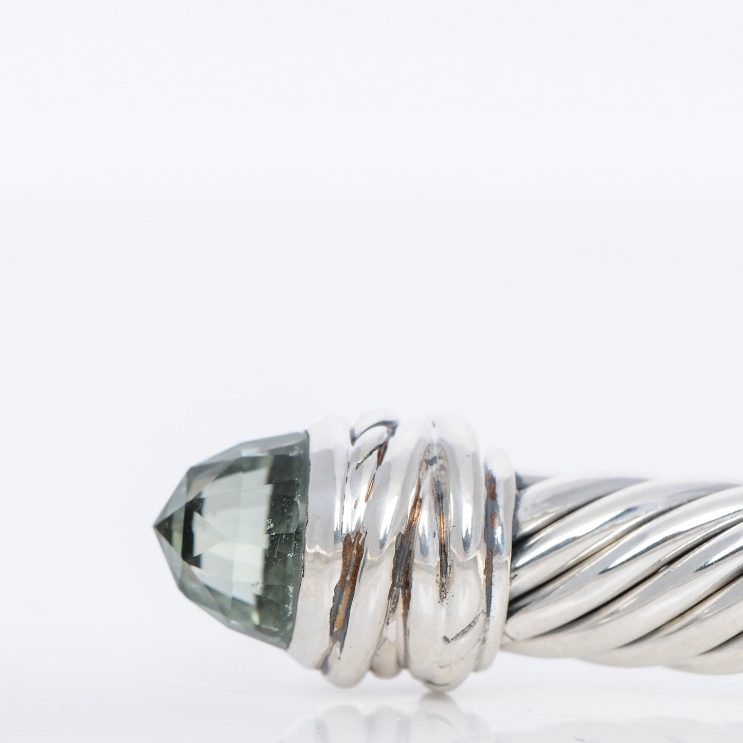 Sterling Silver Diamond Prasiolite 7mm Cable Classics Bracelet
