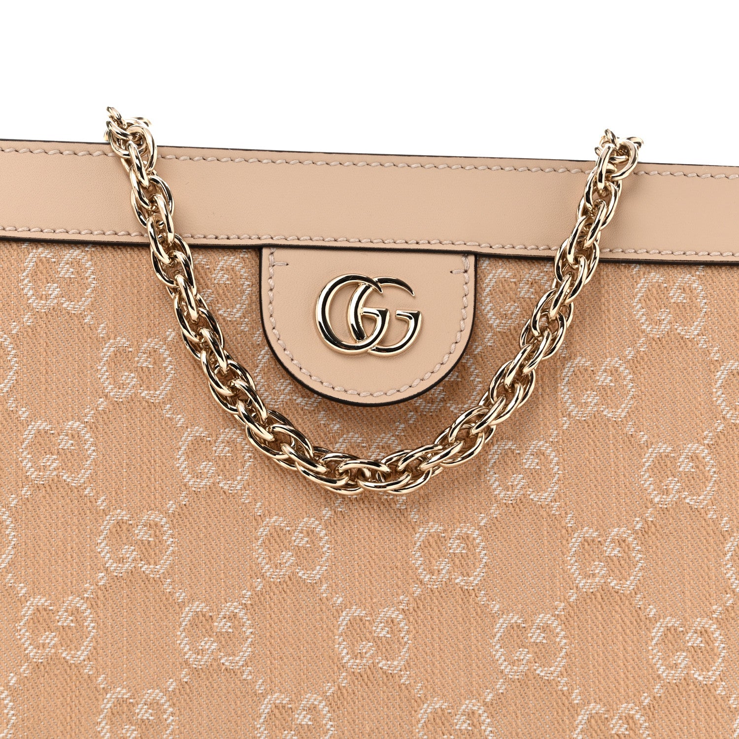 Gucci Summer Denim Calfskin GG Monogram Small Ophidia Chain Shoulder Bag Souffle Rose 9 of 12