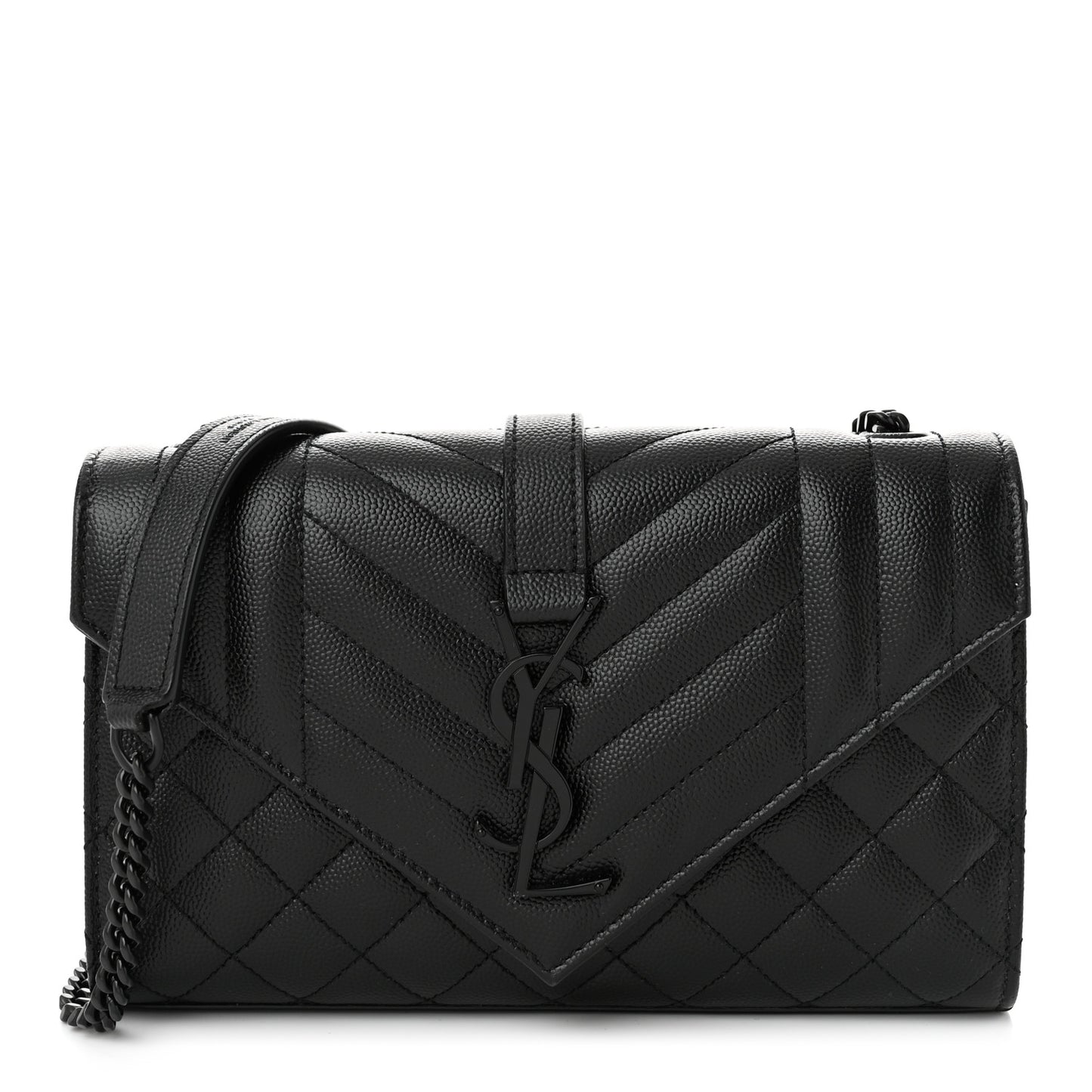 Grain De Poudre Textured Mixed Matelasse Triquilt Small Monogram Monochrome Satchel Black