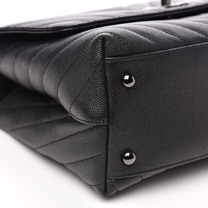 Chanel Caviar Chevron Quilted Small Coco Handle Flap Black 9 of 11