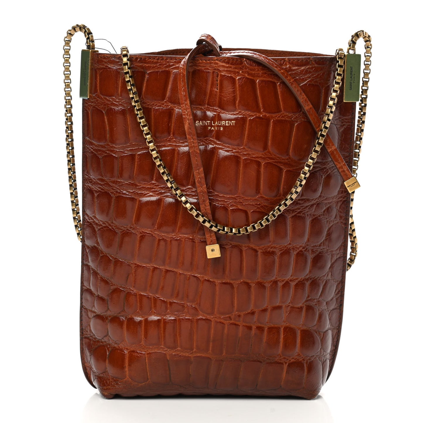 Crocodile Embossed Mini Suzanne Hobo Vintage Brown