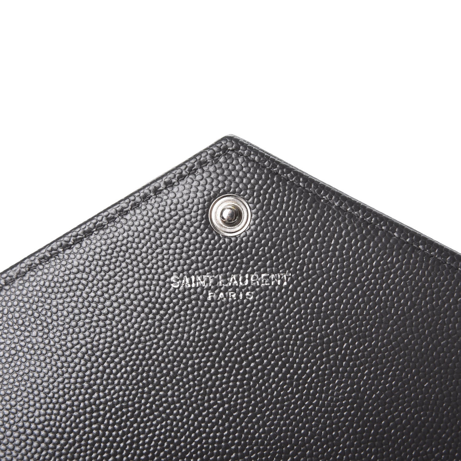 Saint Laurent Grain De Poudre Matelasse Chevron Monogram Envelope Chain Wallet Coal 7 of 11
