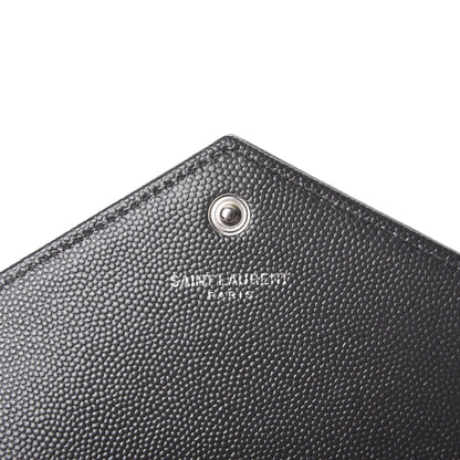 Saint Laurent Grain De Poudre Matelasse Chevron Monogram Envelope Chain Wallet Coal 7 of 11