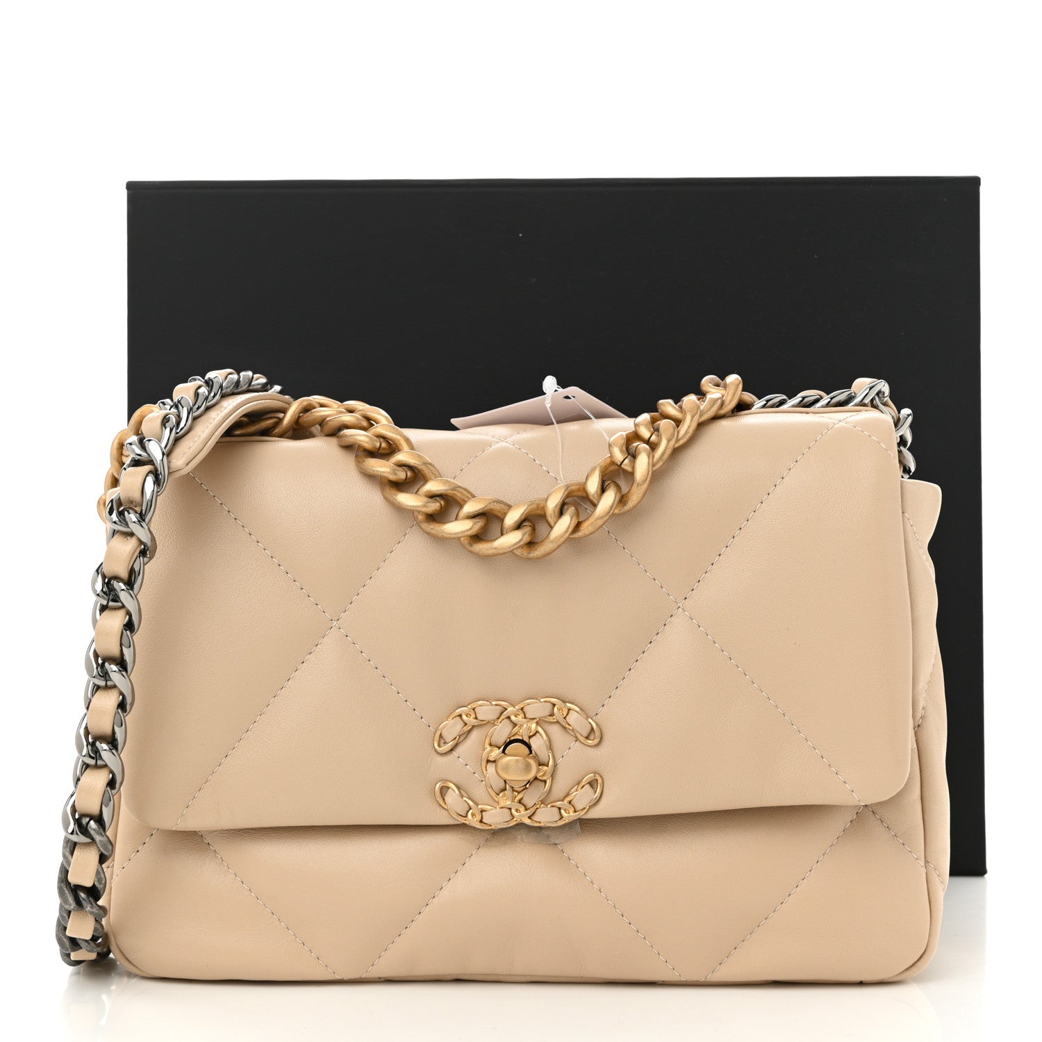 Chanel Lambskin Quilted Medium Chanel 19 Flap Beige 11 of 11