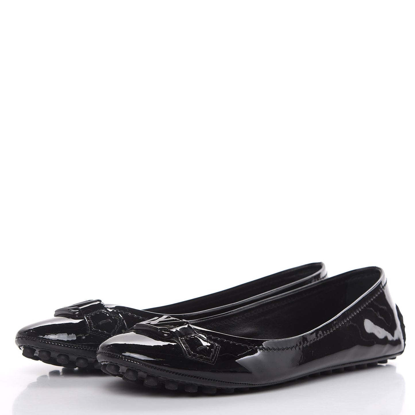 Patent Calfskin Oxford Ballerina Flats 38.5 Black