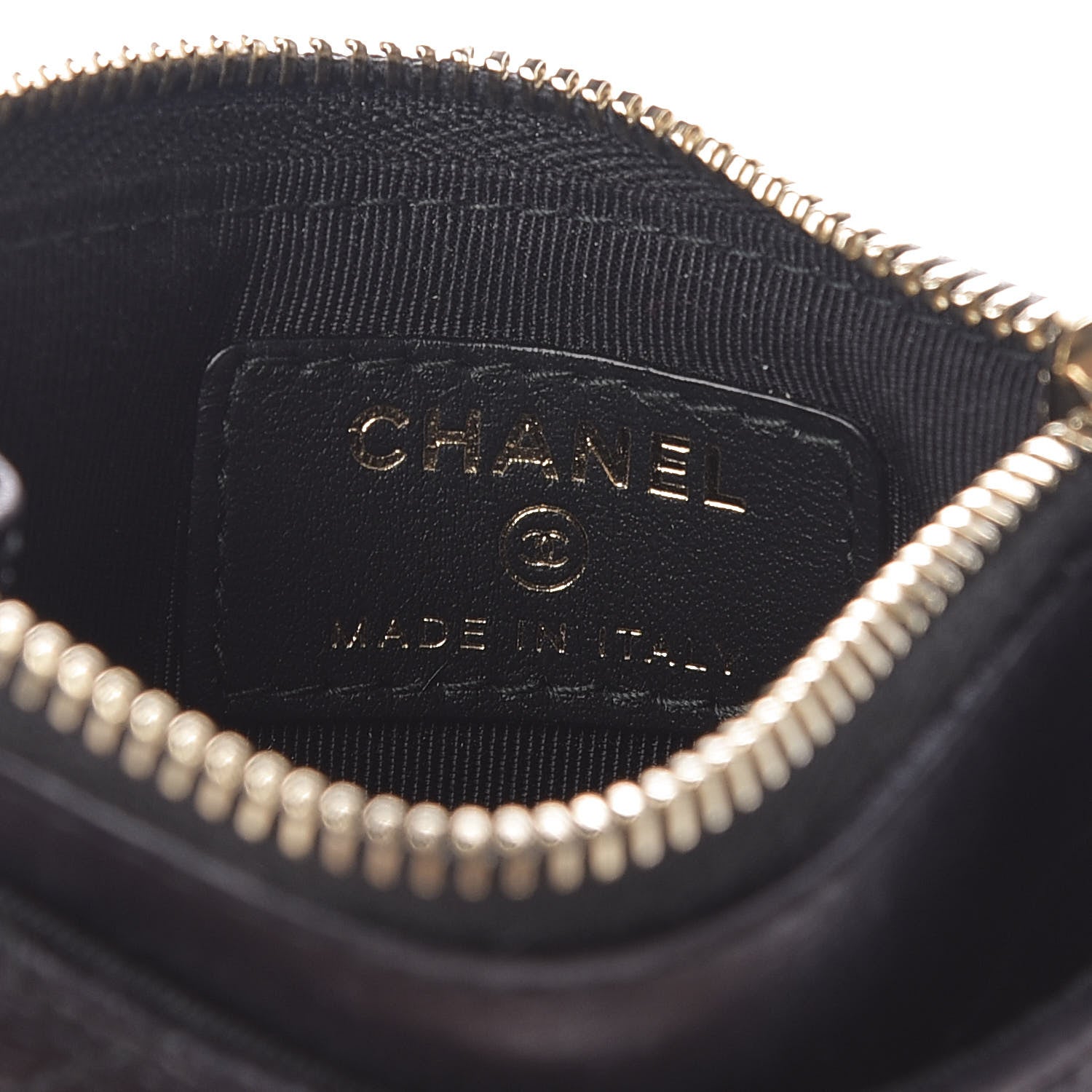 Chanel Letter Calfskin Embossed Quilted CC Zip Card Holder Black 6 of 8